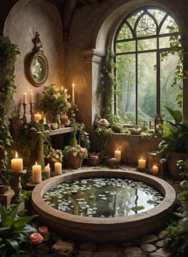 long office hallway tunnel view with gall doors on the sides